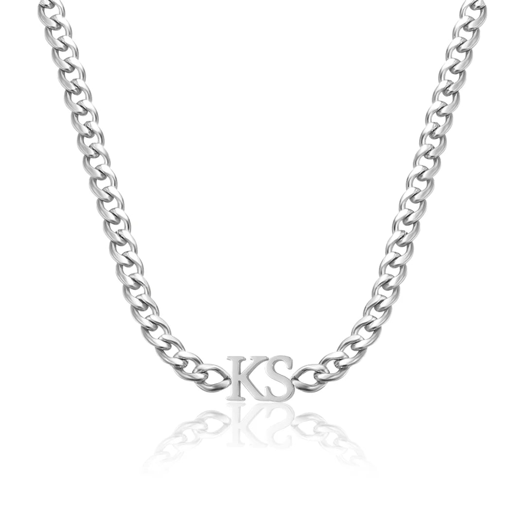 Gargantilla con Inicial y Cadena Cubana XL