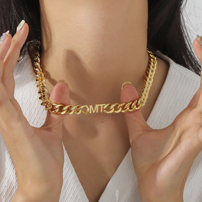Gargantilla con Inicial y Cadena Cubana XL
